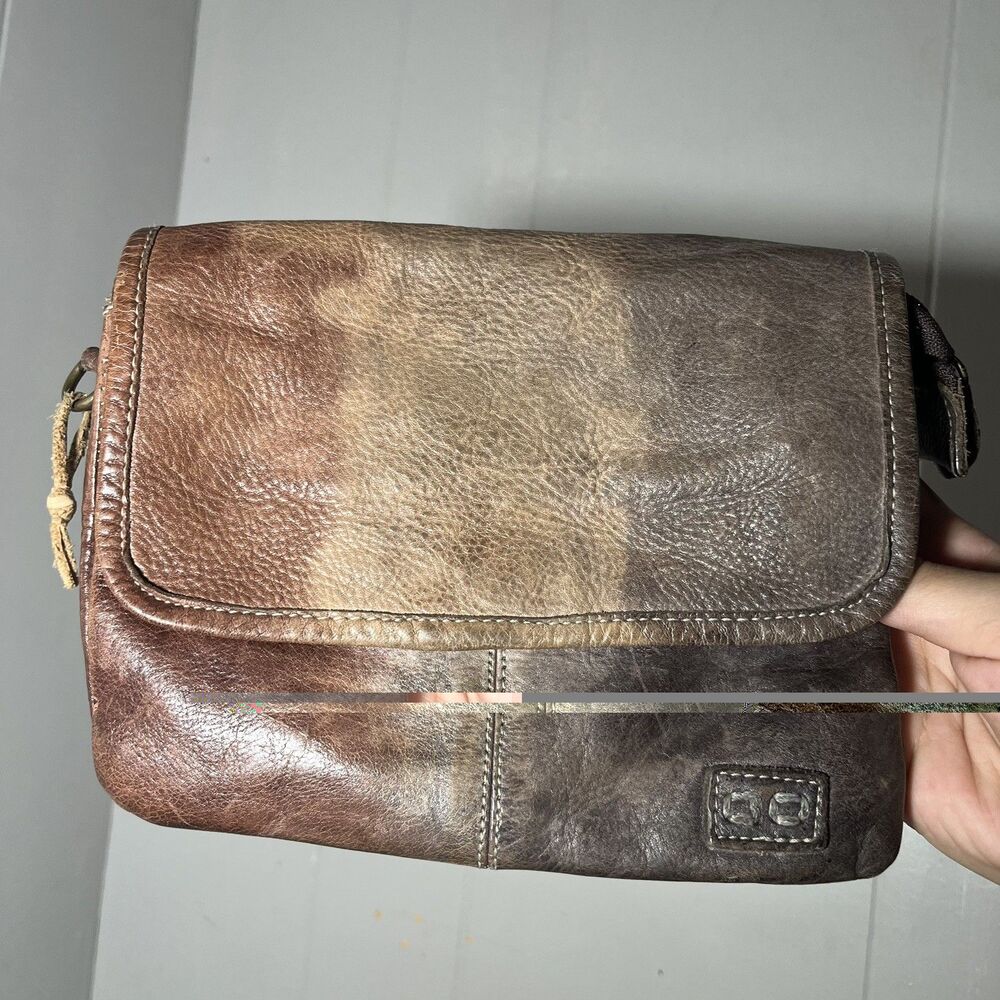 Bed Stu Ziggy Handbag Purse Brown Distressed Leather Tri Color Boho Style